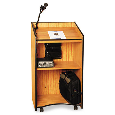 AmpliVox Sound Systems Presidential Plus Wireless Sound Lectern, 25-1/2w x 20-1/2d x 46-1/2h, Med Oak                                               