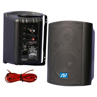 AmpliVox Sound Systems Powered Wall or Ceiling Mount Stereo Speakers
