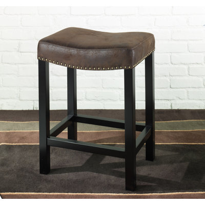 Armen Living Tudor Wrangler Backless Barstool in Brown