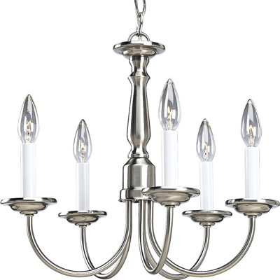 Progress Lighting Brushed Nickel 5 Light Candle Light Chandelier