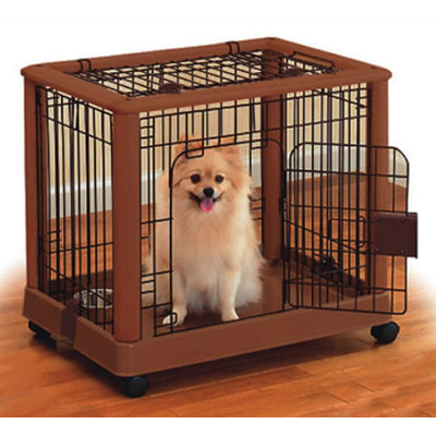 Richell Hardwood Mobile Pet Crate