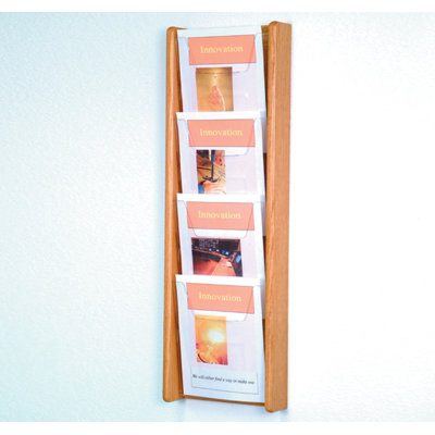 Wooden Mallet Four Pocket Acrylic and Oak Wall Display