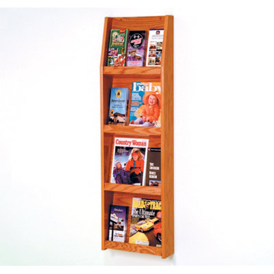 Wooden Mallet Four Magazine and Twelve Brochure Wall Display with Optional Floor Stand