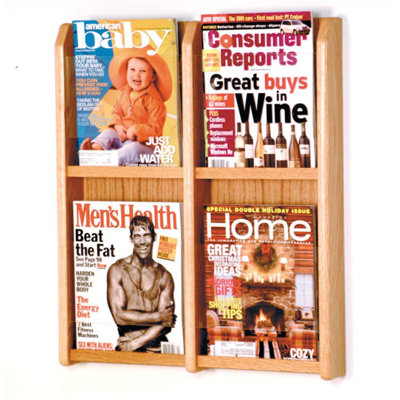 Wooden Mallet Four Magazine Oak and Acrylic Wall Display