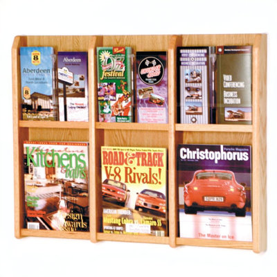 Wooden Mallet Six Magazine and Twelve Brochure Oak and Acrylic Wall Display
