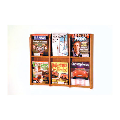 Wooden Mallet Six Magazine Oak and Acrylic Wall Display