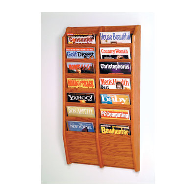 Wooden Mallet Fourteen Pocket Wall Mount Magazine Rack