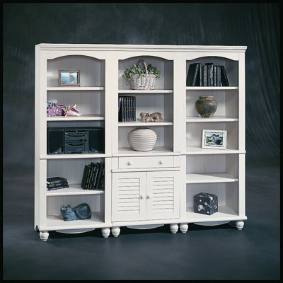 Sauder Harbor View Library in Distressed Antiqued White