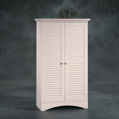 Sauder Harbor View Storage Cabinet in Distressed Antiqued White