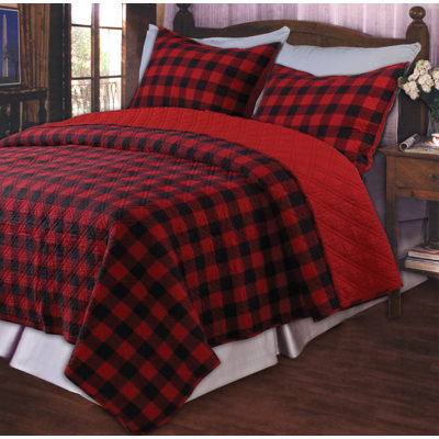 Western Plaid Red Quilt Set