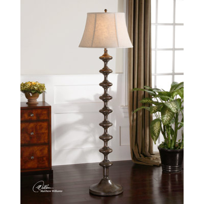 Antonello Table Lamp in Heavily Distressed Charcoal Gray
