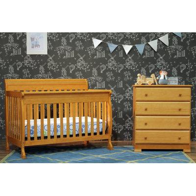 DaVinci Kalani Two Piece Convertible Crib Set with Toddler Rail in Honey Oak