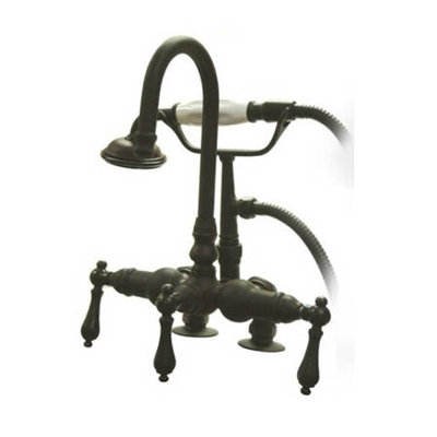 Elements of Design Vintage Three Handle Wall Mount Clawfoot Tub Faucet with Handshower