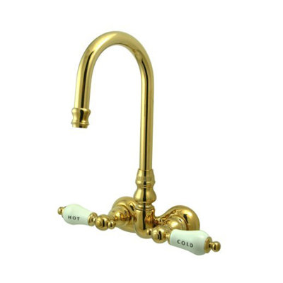 Elements of Design Hot Springs Double Handle Wall Mount Clawfoot Tub Faucet Trim Porcelain Lever Handle