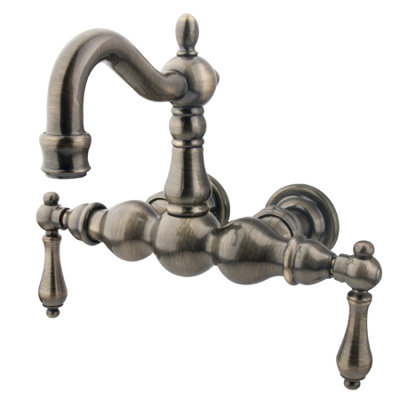 Elements of Design Hot Springs Double Handle Wall Mount Clawfoot Tub Faucet Trim Metal Lever Handle