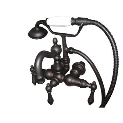 Elements of Design Hot Springs  Three Handle Wall Mount Clawfoot Tub Faucet with Hand Shower