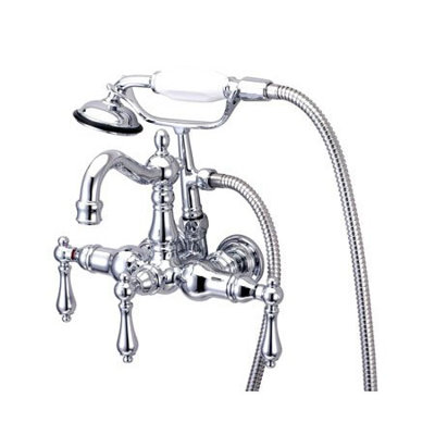 Elements of Design Hot Springs  Three Handle Wall Mount Clawfoot Tub Faucet with Hand Shower