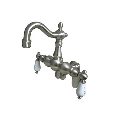 Elements of Design Hot Springs Double Handle Wall Mount Clawfoot Tub Faucet Trim Porcelain Lever Handle