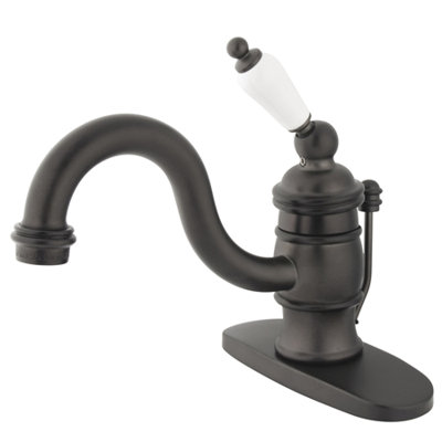 Elements of Design Vintage Single Hole Bathroom Faucet with Single Porcelain Lever Handle