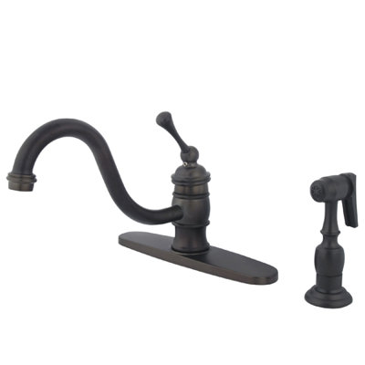 Elements of Design One Handle Centerset Kitchen Faucet with Buckingham Lever Handle
