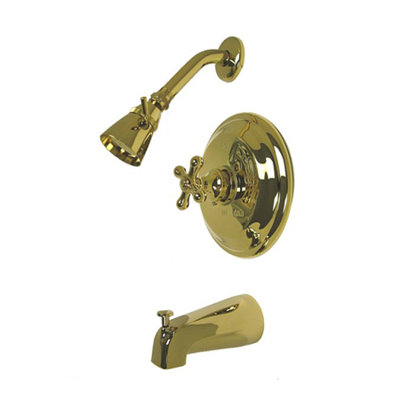 Elements of Design Vintage Thermostatic Pressure Balanced Tub and Shower Faucet with Metal Cross Handles