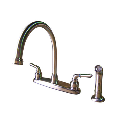 Elements of Design Magellan Double Handle Centerset Kitchen Faucet with Brass Lever
