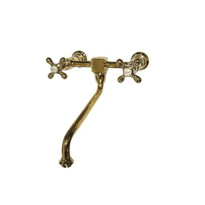 Elements of Design Heritage Wall Mounted Sink Bathroom Faucet with Double Cross Handles