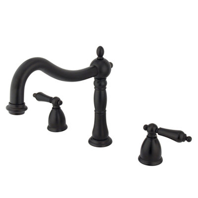 Elements of Design Heritage Double Handle Deck Mount Roman Tub Faucet Trim Metal Lever Handle