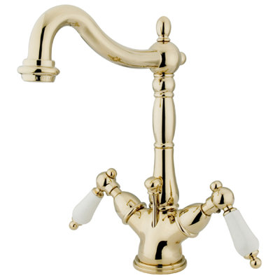 Elements of Design Heritage Single Hole Bathroom Faucet with Double Porcelain Lever Handles