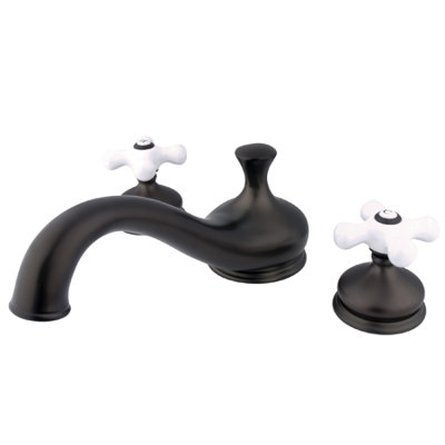 Elements of Design Double Handle Deck Mount Roman Tub Faucet Trim Porcelain Cross Handle