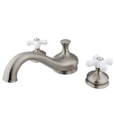 Elements of Design Double Handle Deck Mount Roman Tub Faucet Trim Porcelain Cross Handle