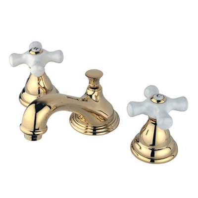 Elements of Design Widespread Bathroom Faucet with Double Porcelain Cross Handles