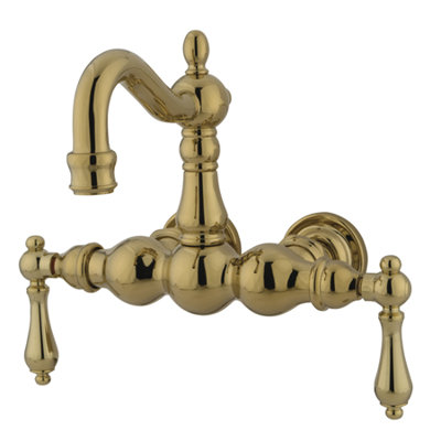 Elements of Design Hot Springs Double Handle Wall Mount Clawfoot Tub Faucet Trim Metal Lever Handle
