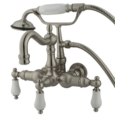 Elements of Design Hot Springs  Three Handle Wall Mount Clawfoot Tub Faucet with Hand Shower