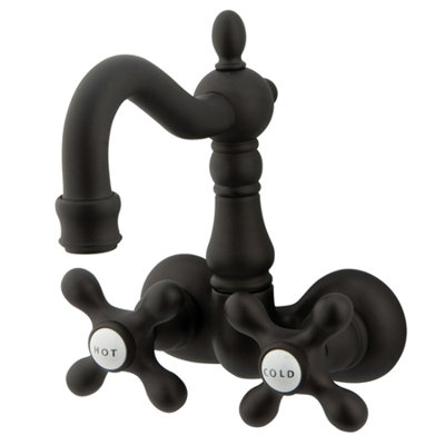 Elements of Design Hot Springs Double Handle Deck Mount Clawfoot Tub Faucet Trim Metal Cross Handle