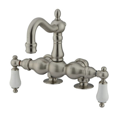Elements of Design Hot Springs Double Handle Deck Mount Clawfoot Tub Faucet Trim Porcelain Lever Handle