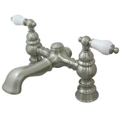 Elements of Design Hot Springs Double Handle Deck Mount Clawfoot Tub Faucet Trim Porcelain Lever Handle