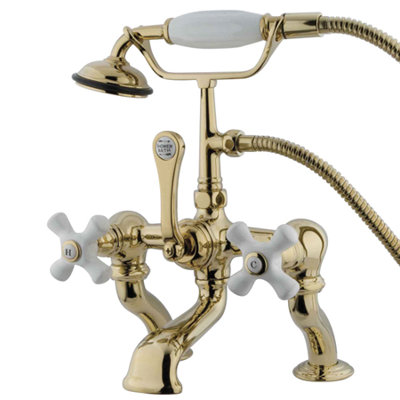 Elements of Design Hot Springs Deck Mount Clawfoot Tub Faucet with Handshower