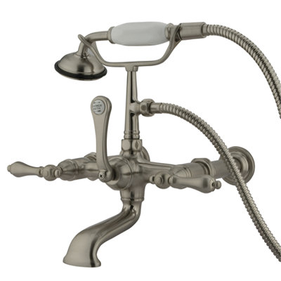 Elements of Design Hot Springs Double Handle Wall Mount Clawfoot Tub Faucet with Hand Shower