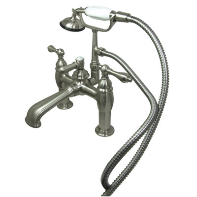 Elements of Design Hot Springs Double Handle Deck Mount Clawfoot Tub Faucet Trim Metal Lever Handle