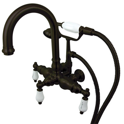 Elements of Design Hot Springs Double Handle Wall Mount Clawfoot Tub Faucet Trim Porcelain Lever Handle