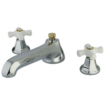 Elements of Design Metropolitan Double Handle Deck Mount Roman Tub Faucet Trim Porcelain Cross Handle