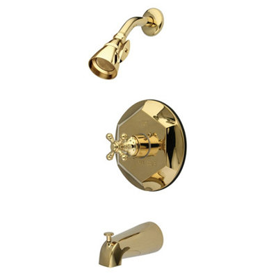 Elements of Design Volume Control Tub and Shower Faucet with Buckingham Cross Handles