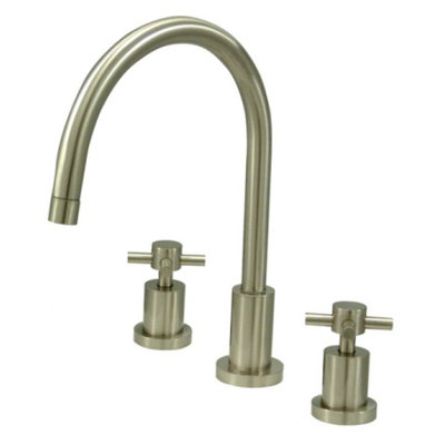 Elements of Design Double Handle Widespread Kitchen Faucet with Cross Handle
