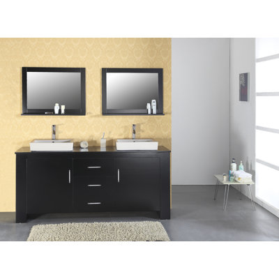 Virtu 72" Double Bathroom Vanity Set in Espresso