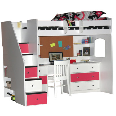 Berg Furniture Utica Twin Dorm Loft Bed with Desk and Storage