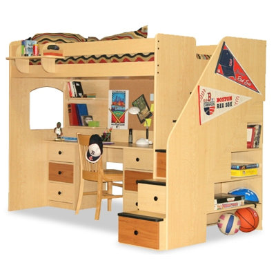 Berg Furniture Utica Twin Dorm Loft Bed with Desk and Storage