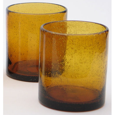 Certified International Bubble Amber Double Old Fashion (Set of 4)
