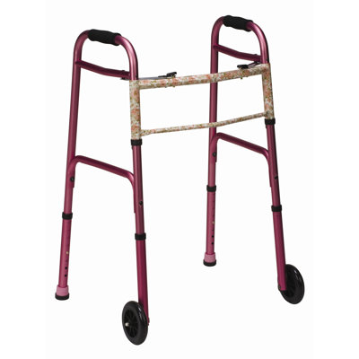 Mabis Healthcare, Inc. Button Release Aluminum Folding Walker with Non-Swivel Wheels