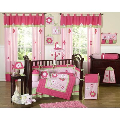 pink and green baby bedding